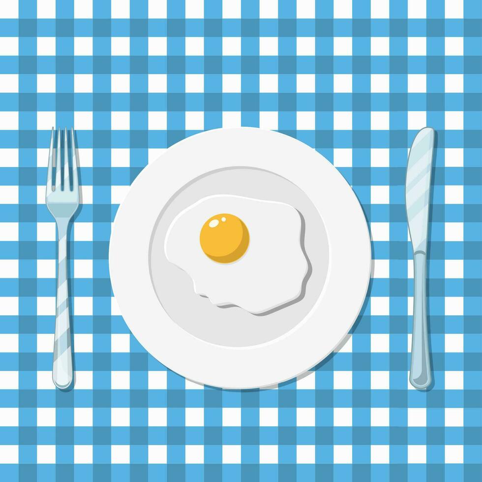 Plate with fried egg icon vector