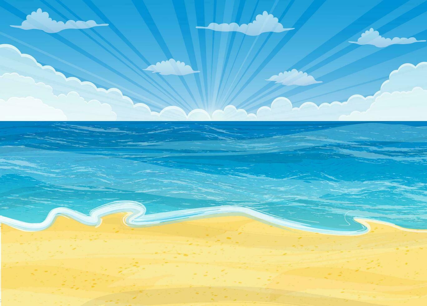 Sandy beach under the bright sun vector