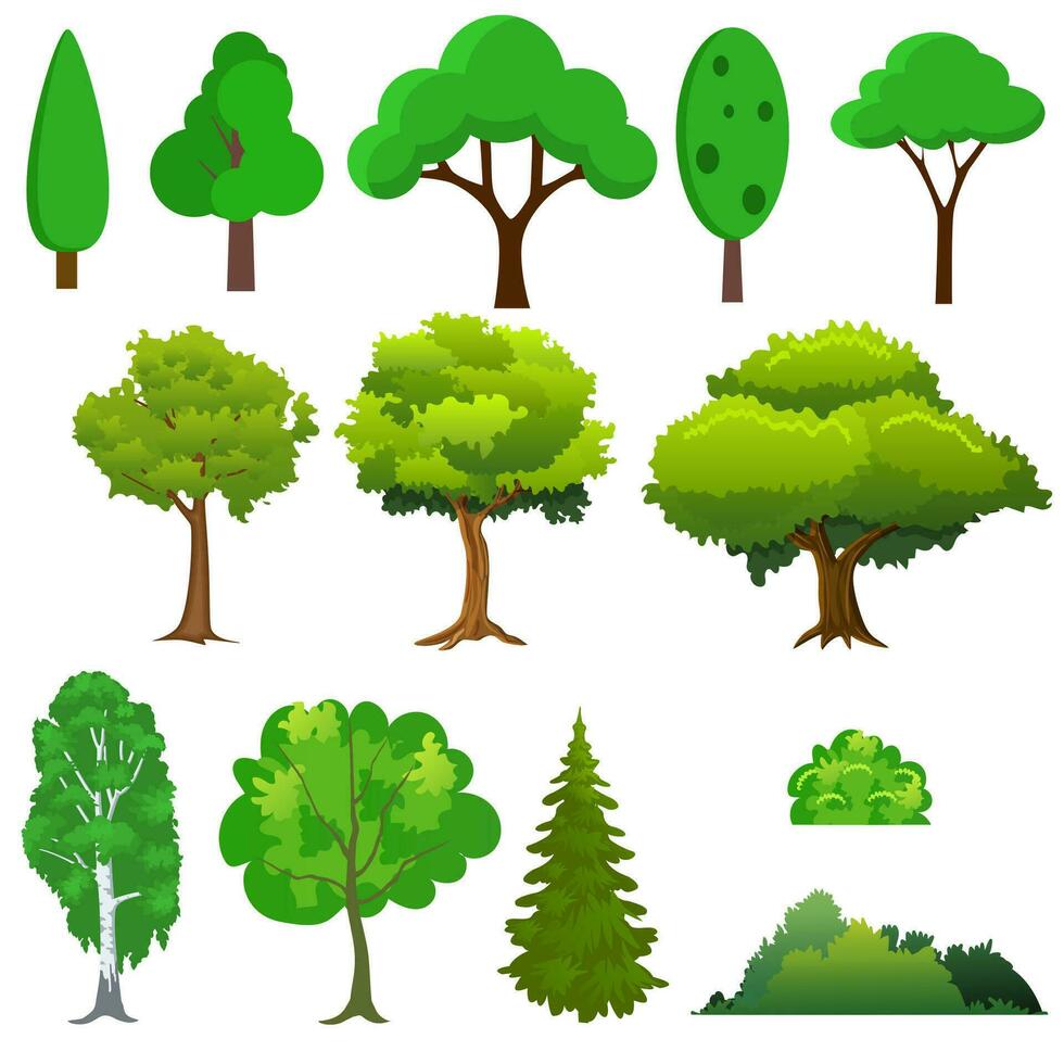 ilustración de un conjunto diferente arboles vector