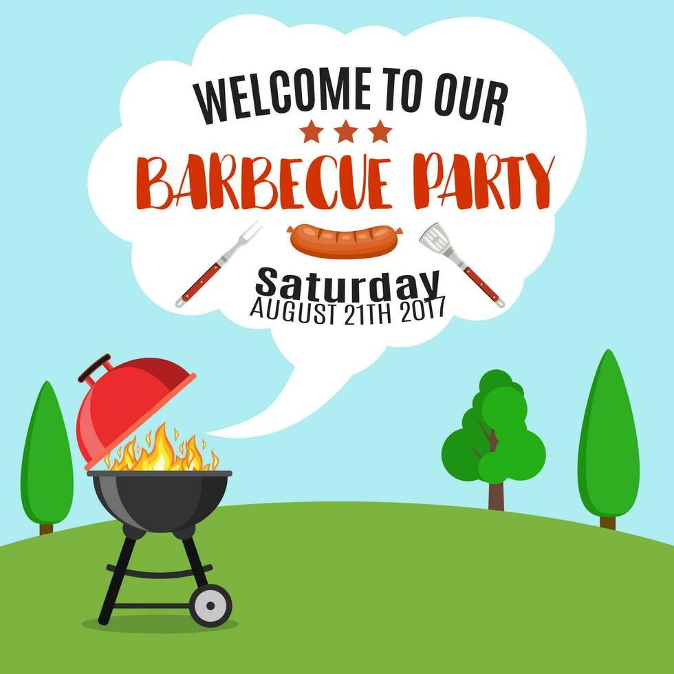 Invitation card on the barbecue. vector