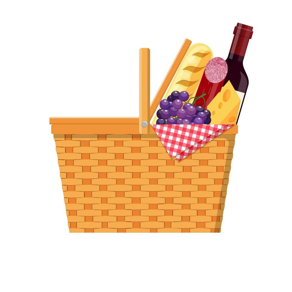 WIcker picnic basket vector
