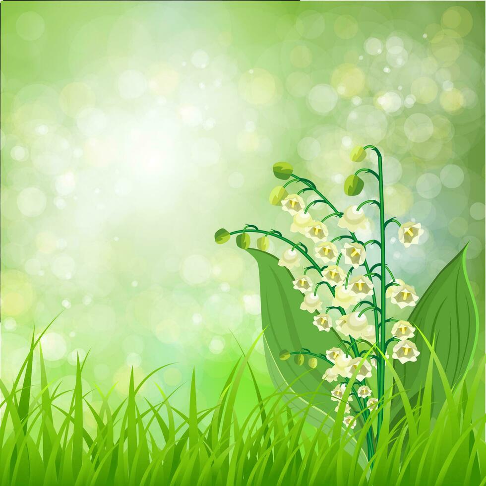 Spring landscape. flowers lily of the valley vector