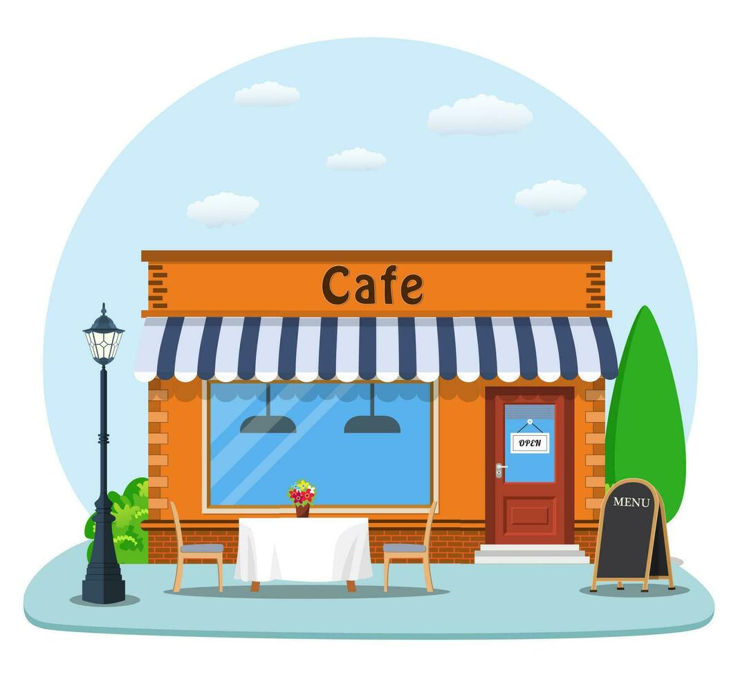 Cafe shop exterior. vector