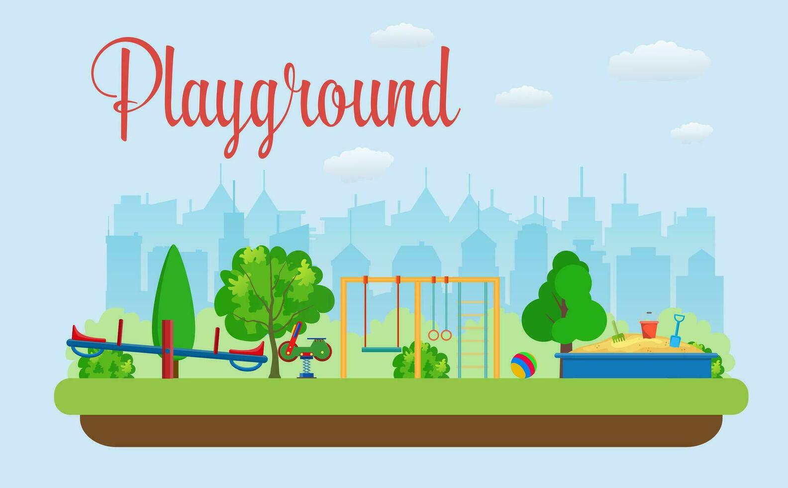 Kids playground. Buildings for city construction. vector