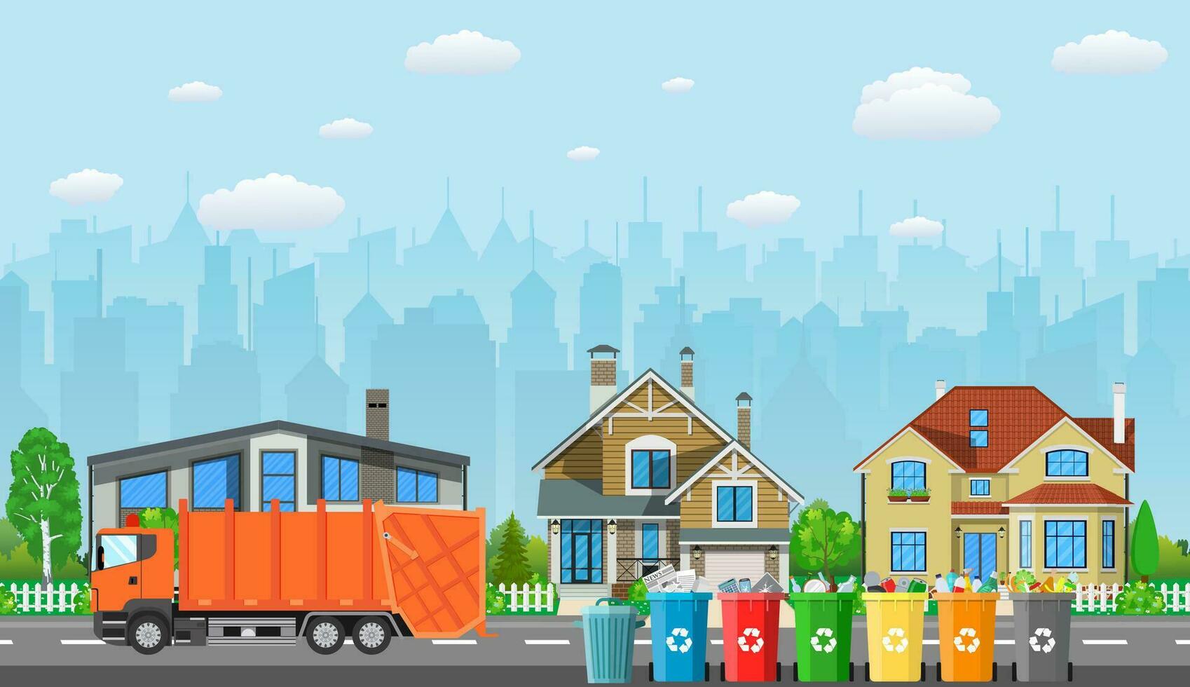 City waste recycling concept vector