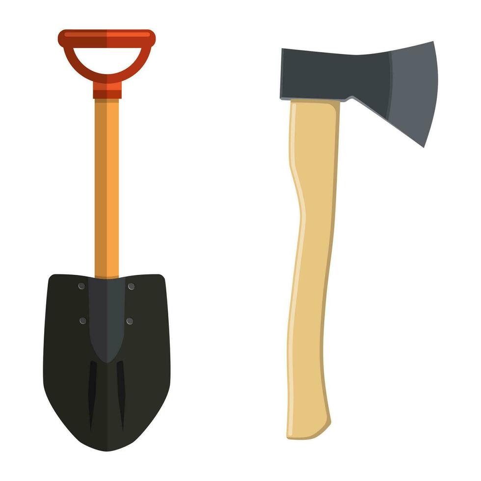 Shovel and Hatchet axe vector icon