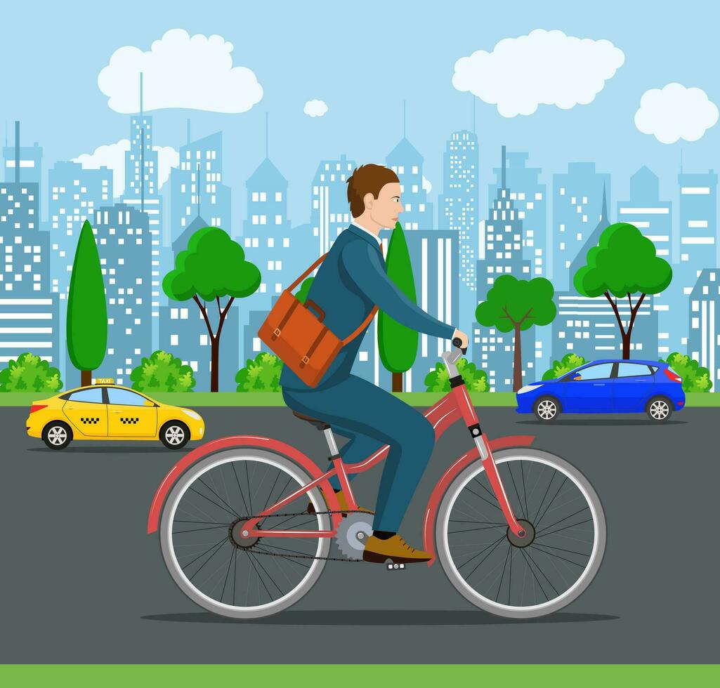 Businessman Riding a Bicycle. vector