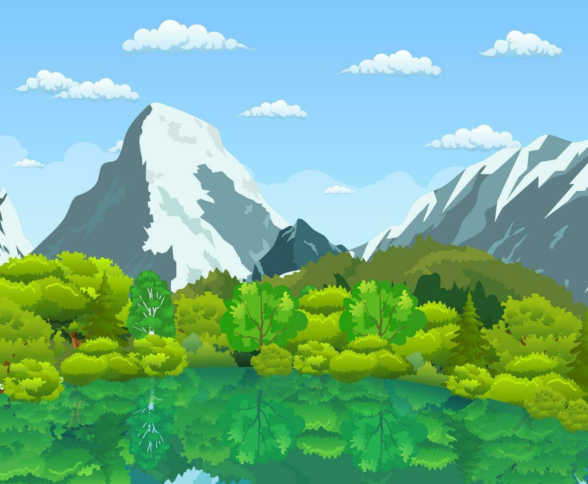 Summer landscape with green forest vector