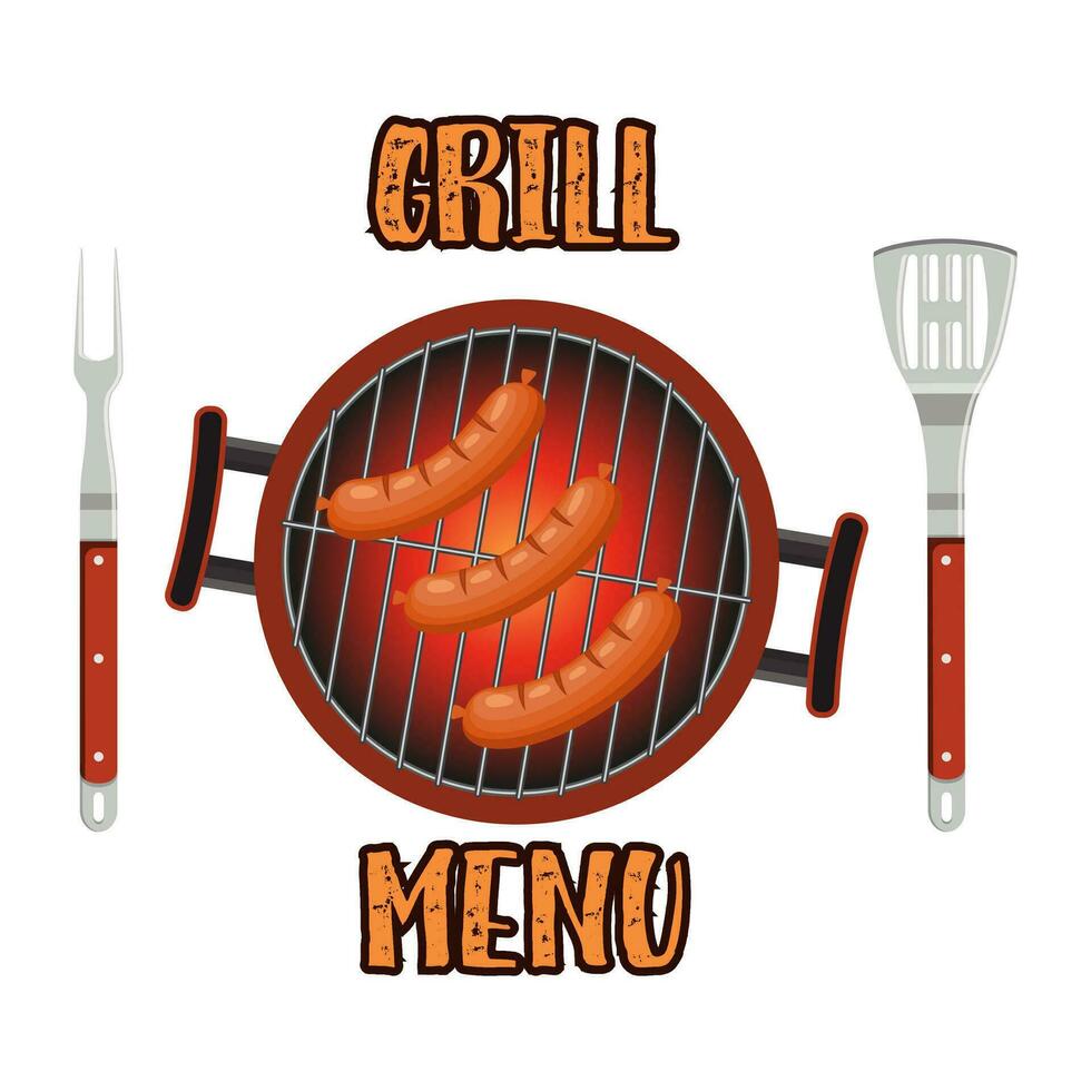 Grill Menu Card Design template vector
