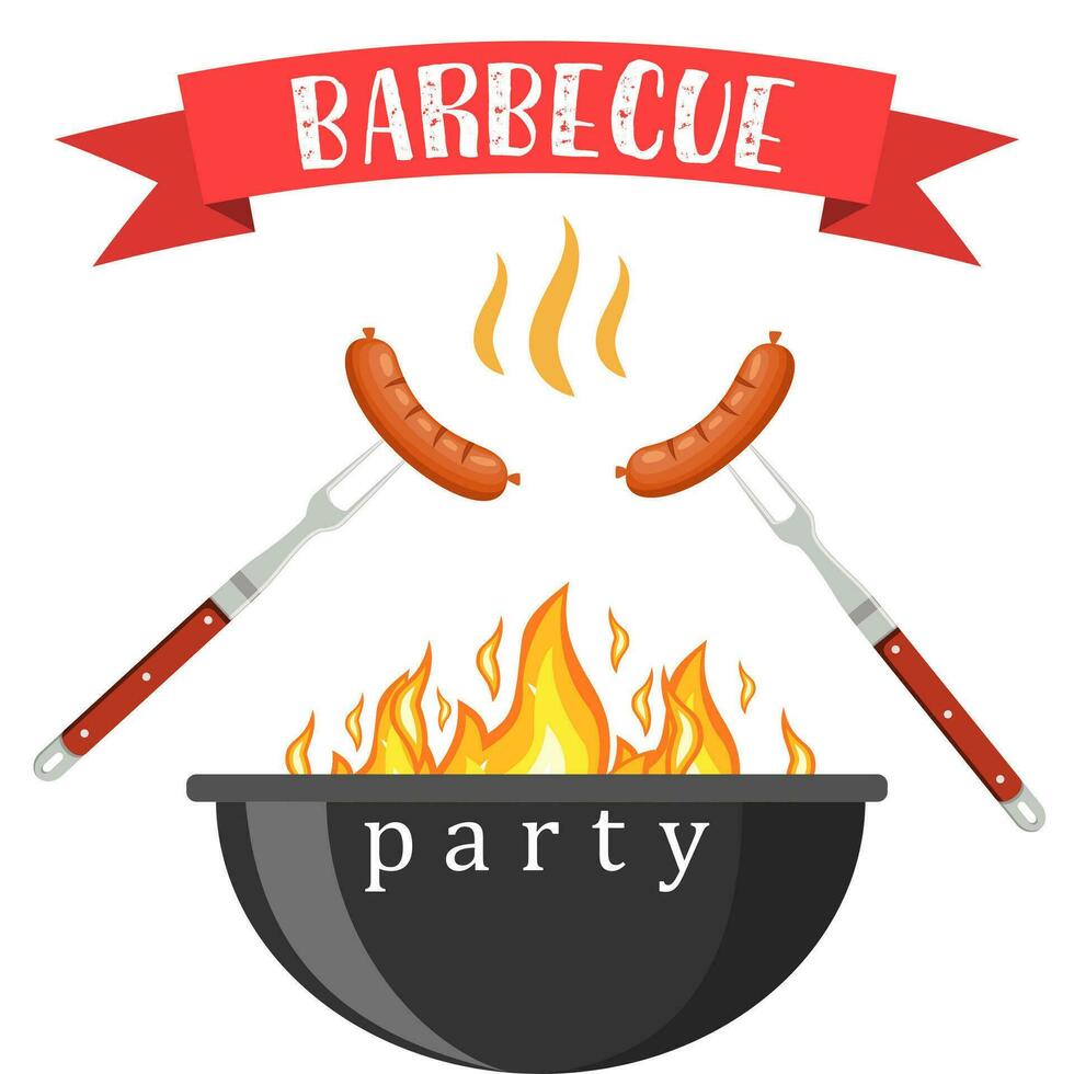 Bbq or barbecue party invitation vector