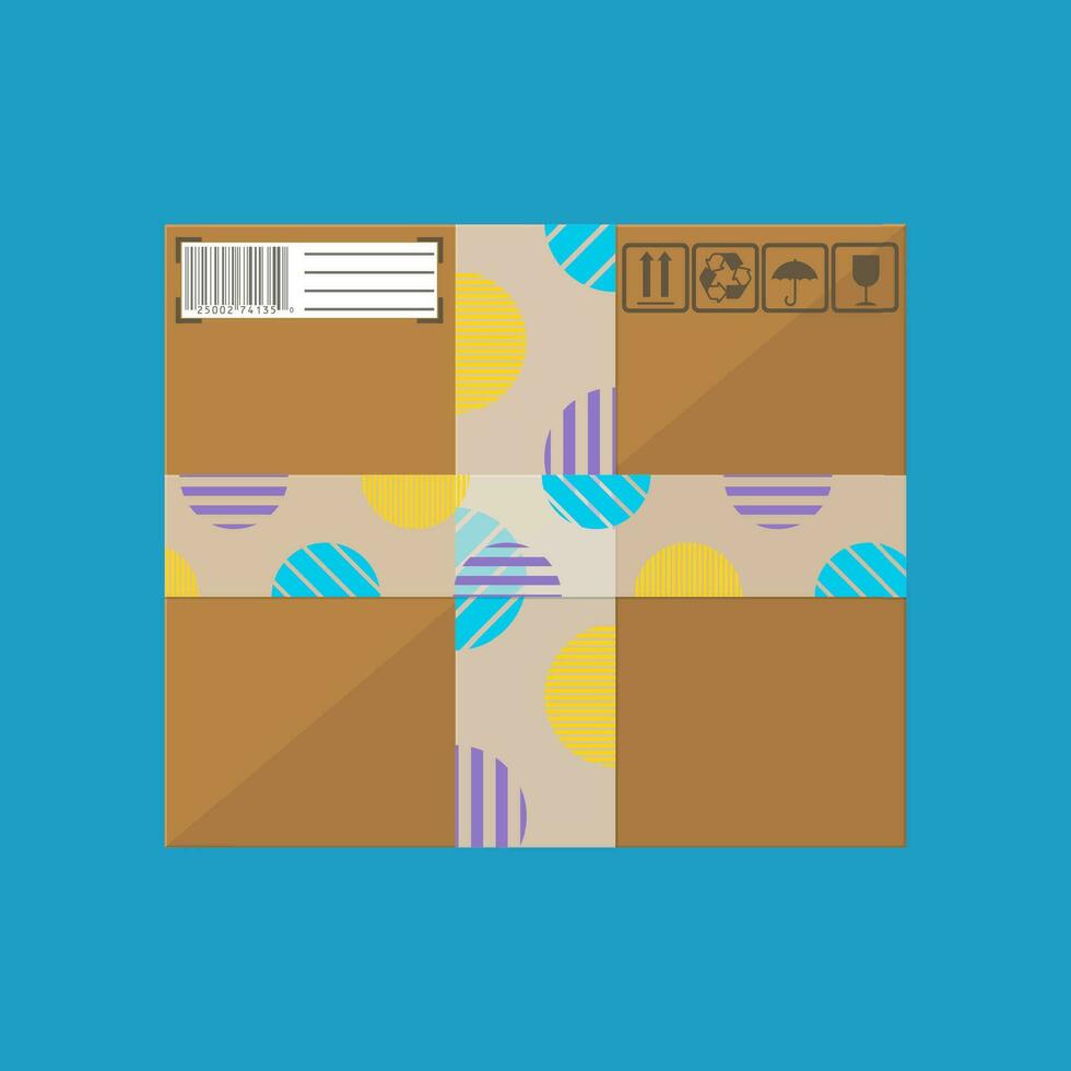 Delivery postal cardboard box vector