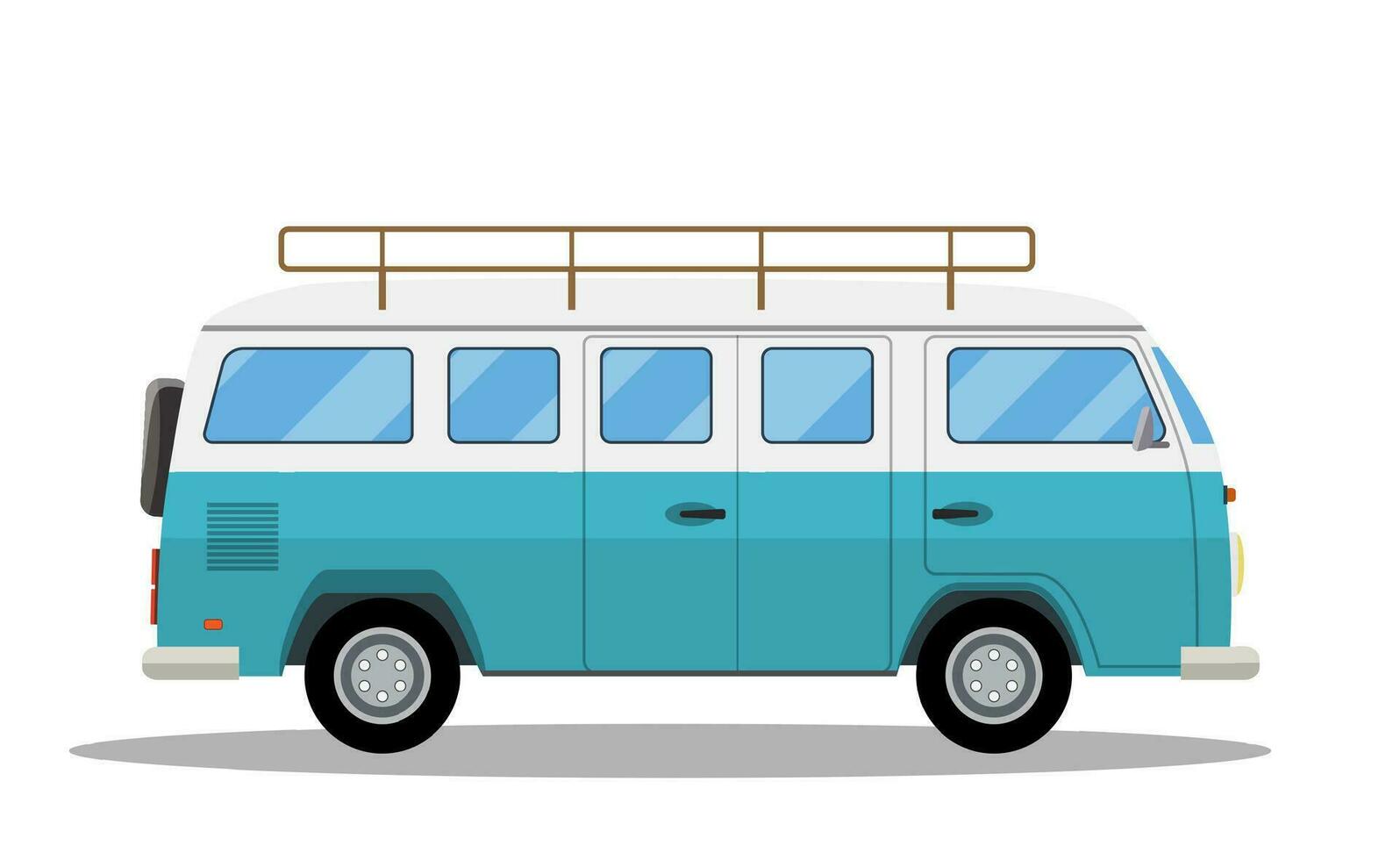 Retro travel van icon. vector