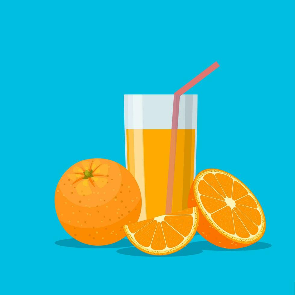 naranja jugo en un vaso. vitaminas para salud vector