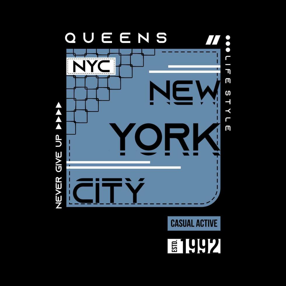 queens new york city graphic t shirt design, typography vector, illustration, casual style vector