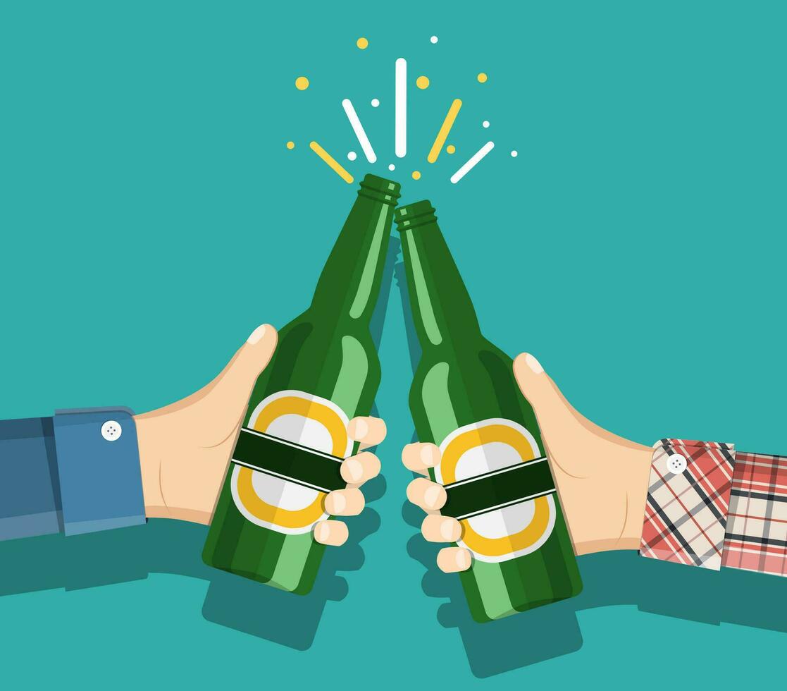 hand holding bottle beer vector