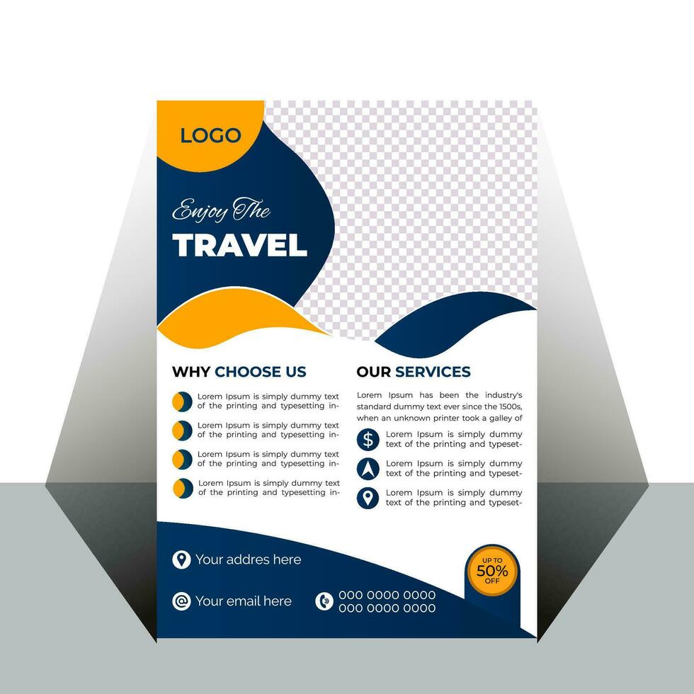 Creative travel business flyer template design vector