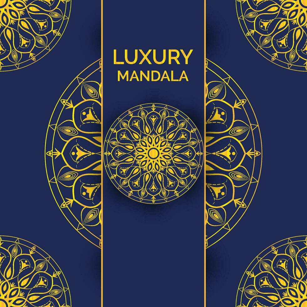 Luxury decoration of mandala flowers with gold color vector