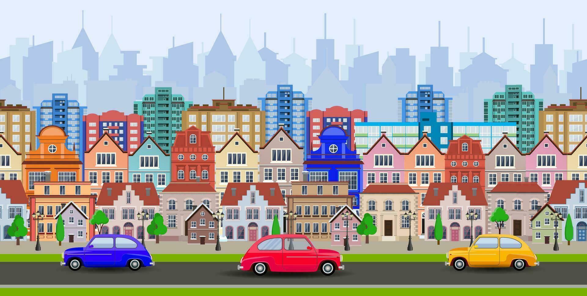 old town village main street vector
