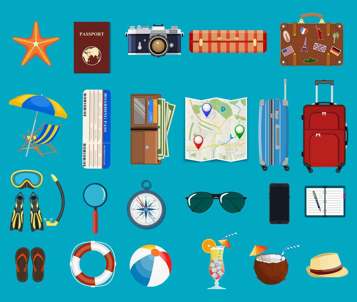 Big travel set. vector