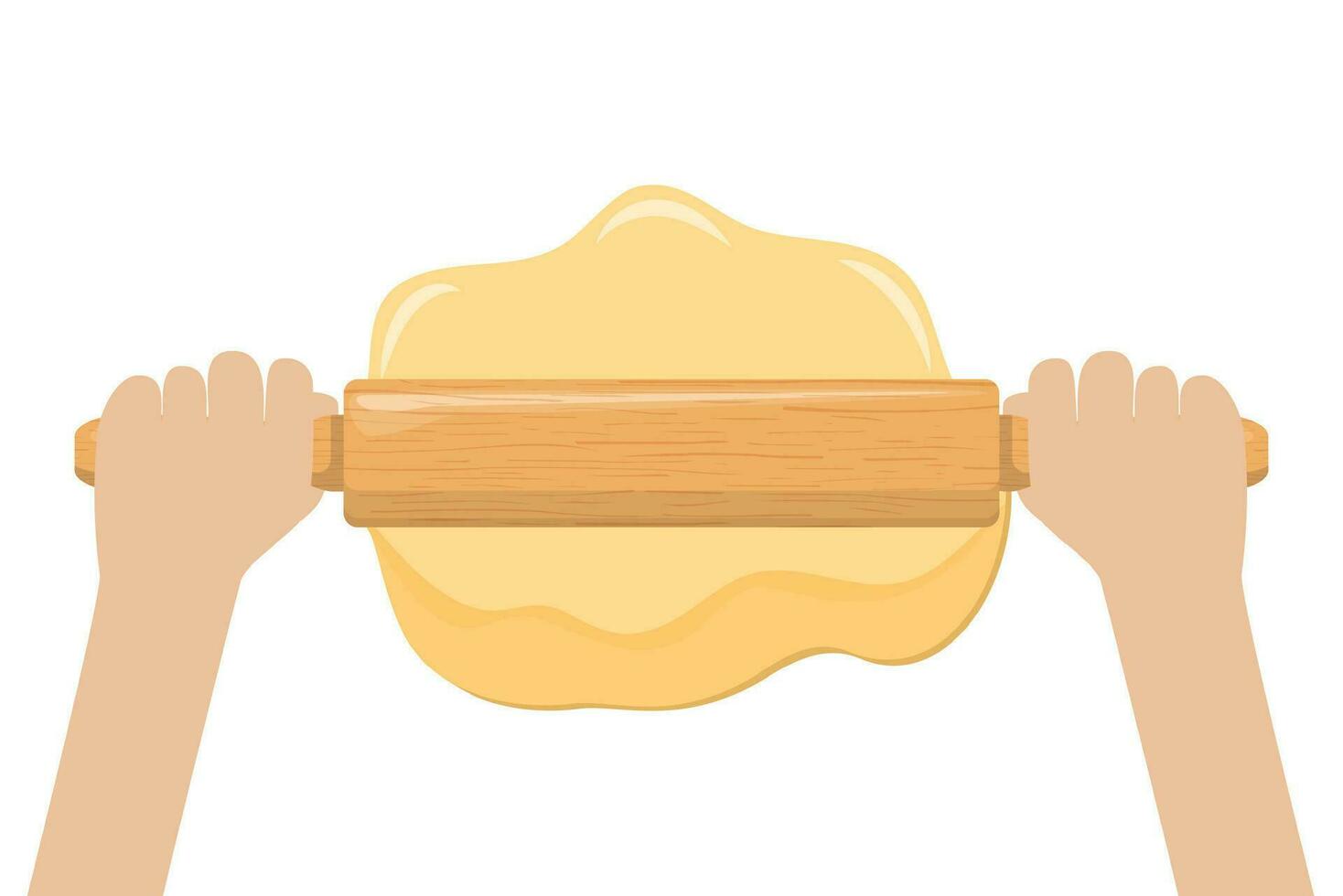 Hand rolling dough with a rolling pin vector