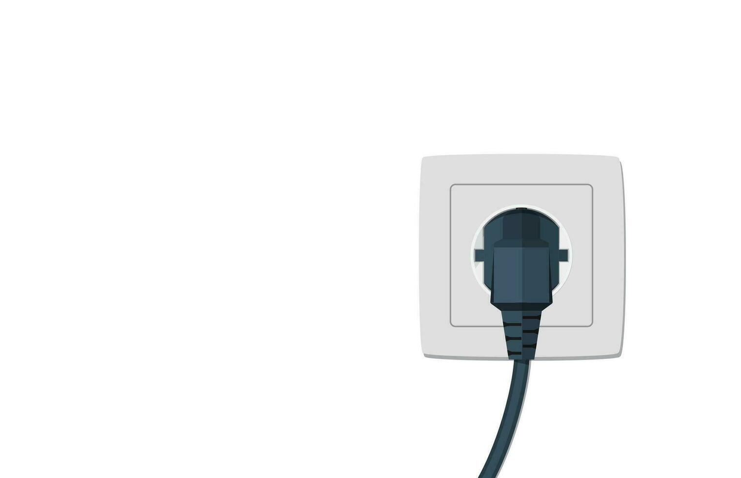 Black electric cord plugged vector