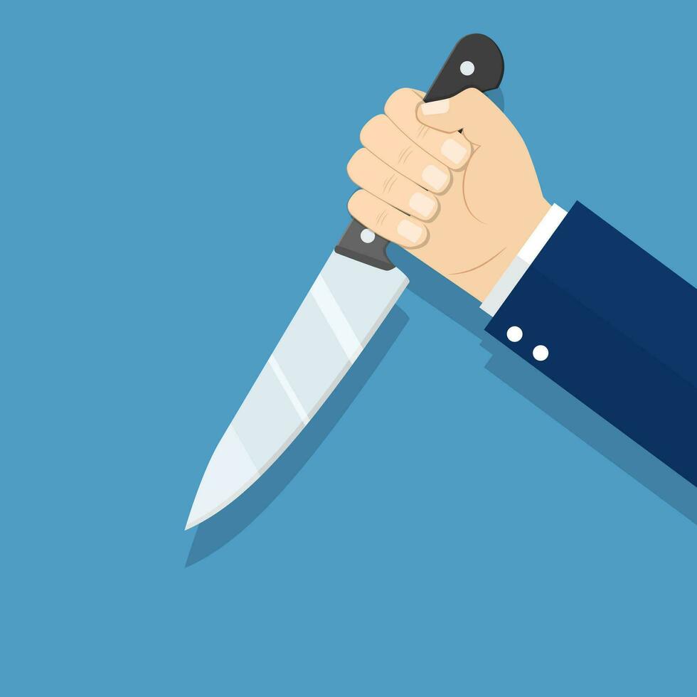 hand holding knife, vector illustration