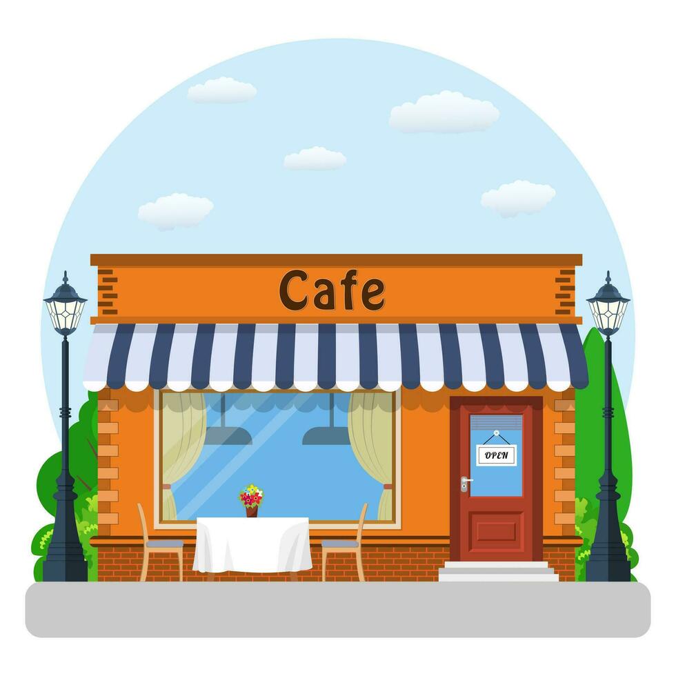 Cafe shop exterior. vector