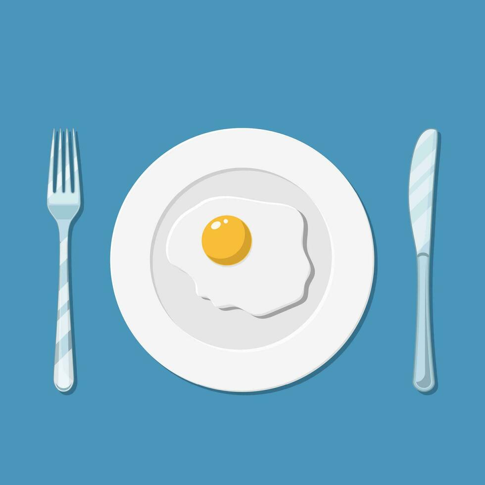 Plate with fried egg icon vector
