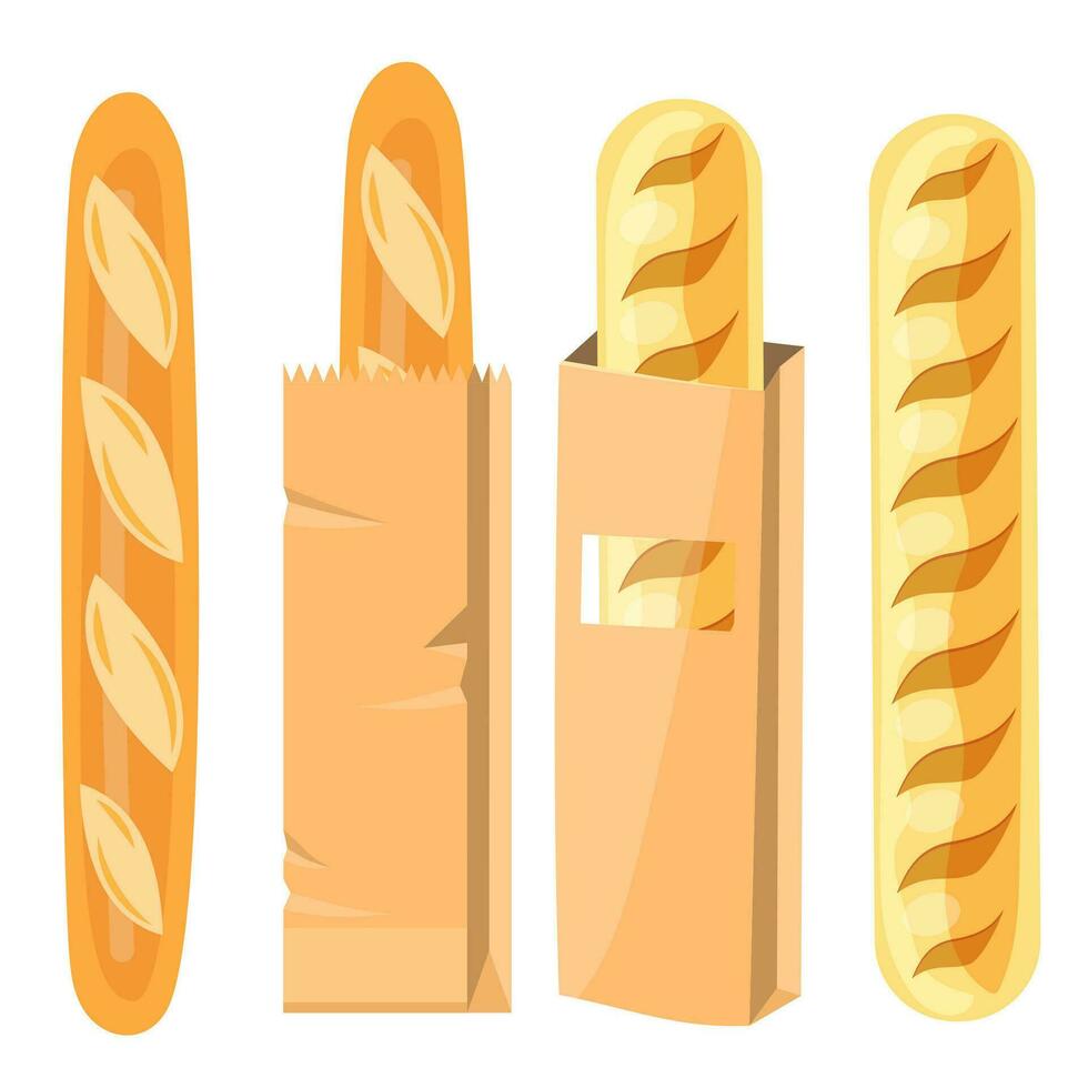 Bread in a paper bag. vector