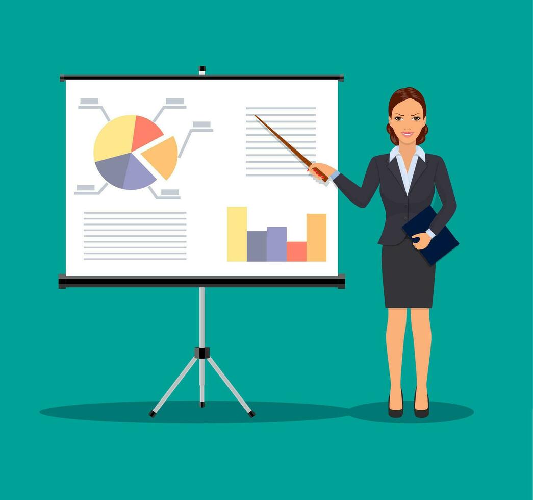 Businesswoman making presentation vector