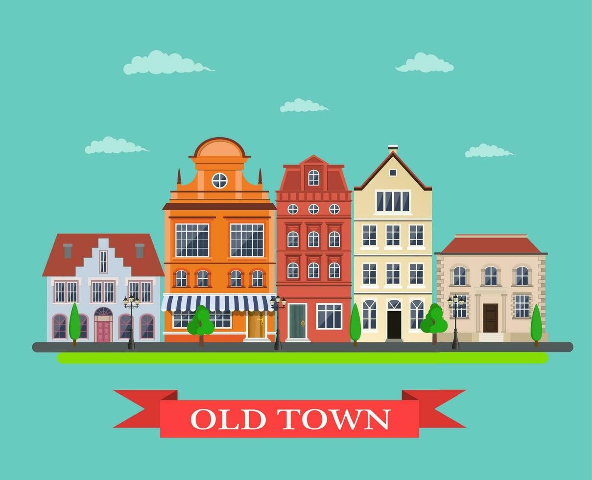 old town village main street vector