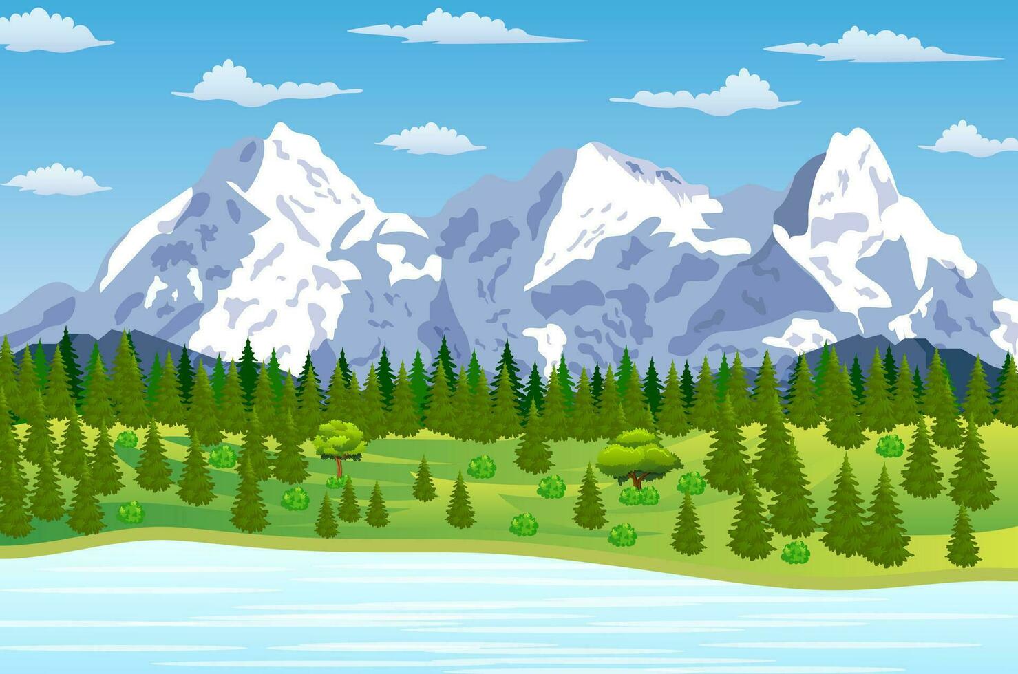 Summer landscape with meadows and mountains vector