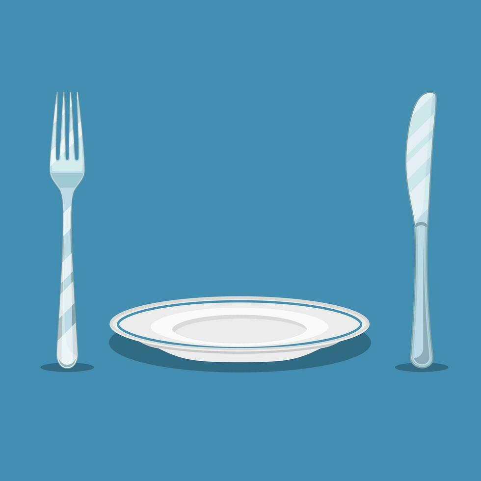 plate knife and fork vector