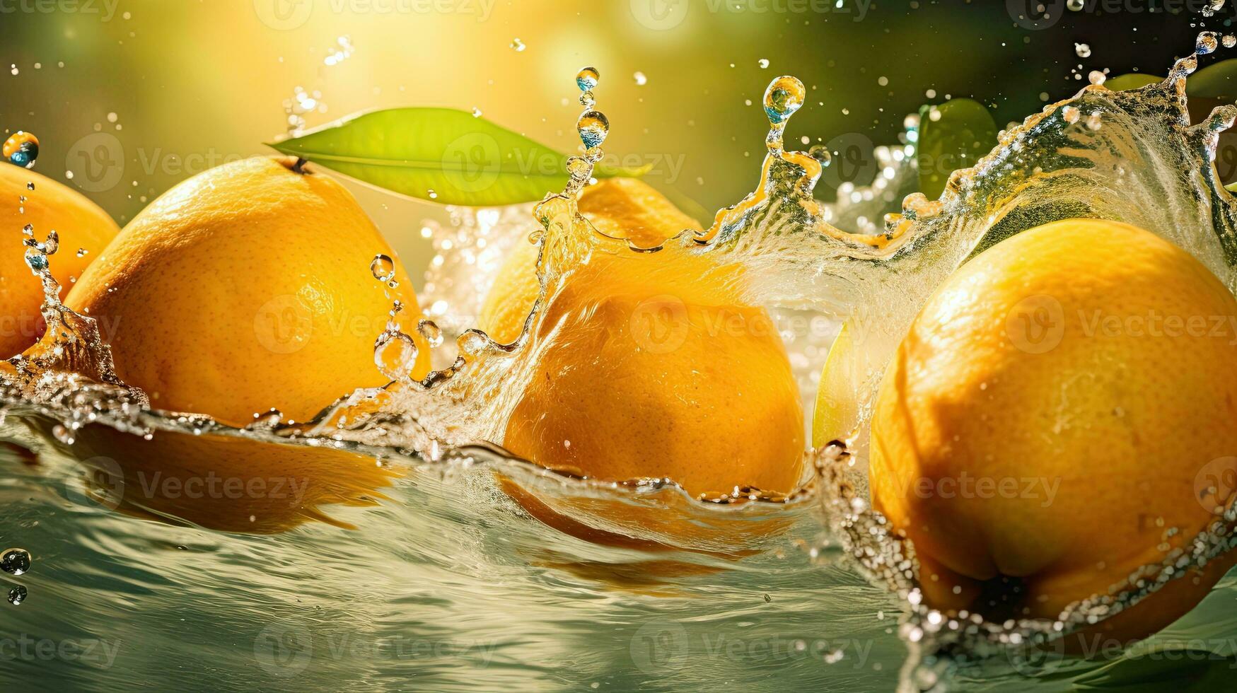 AI generated Fresh mango with leaf and water splash AI Generative photo