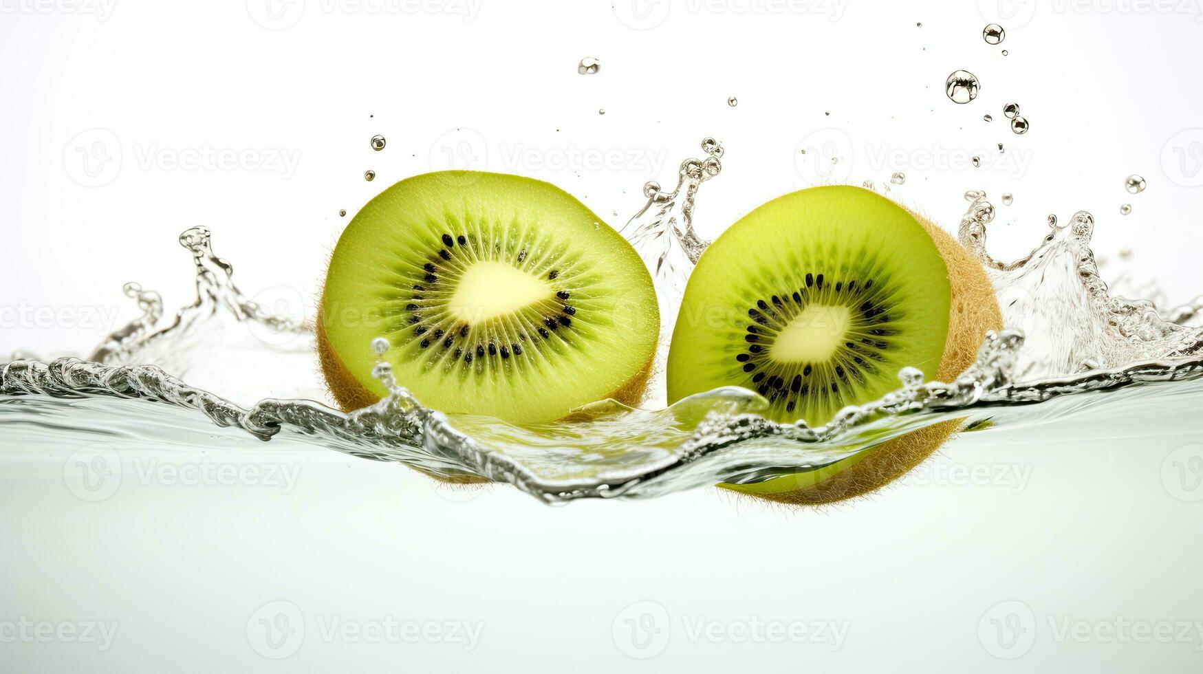 AI generated Portrait fresh kiwi with water splash AI Generative photo