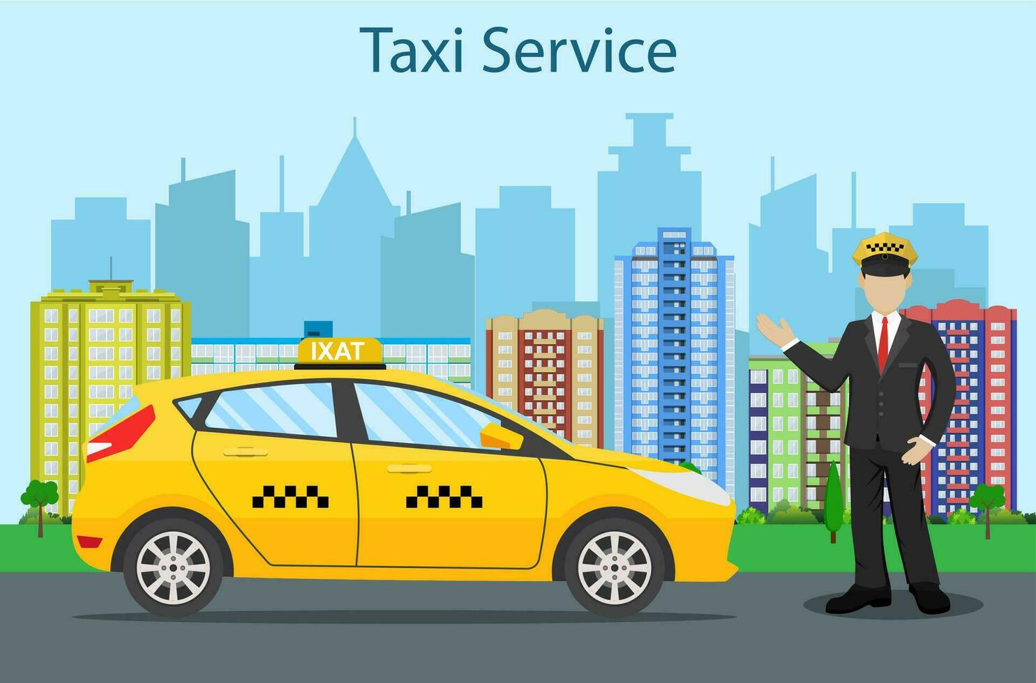 Taxi conductor. amarillo Taxi vector