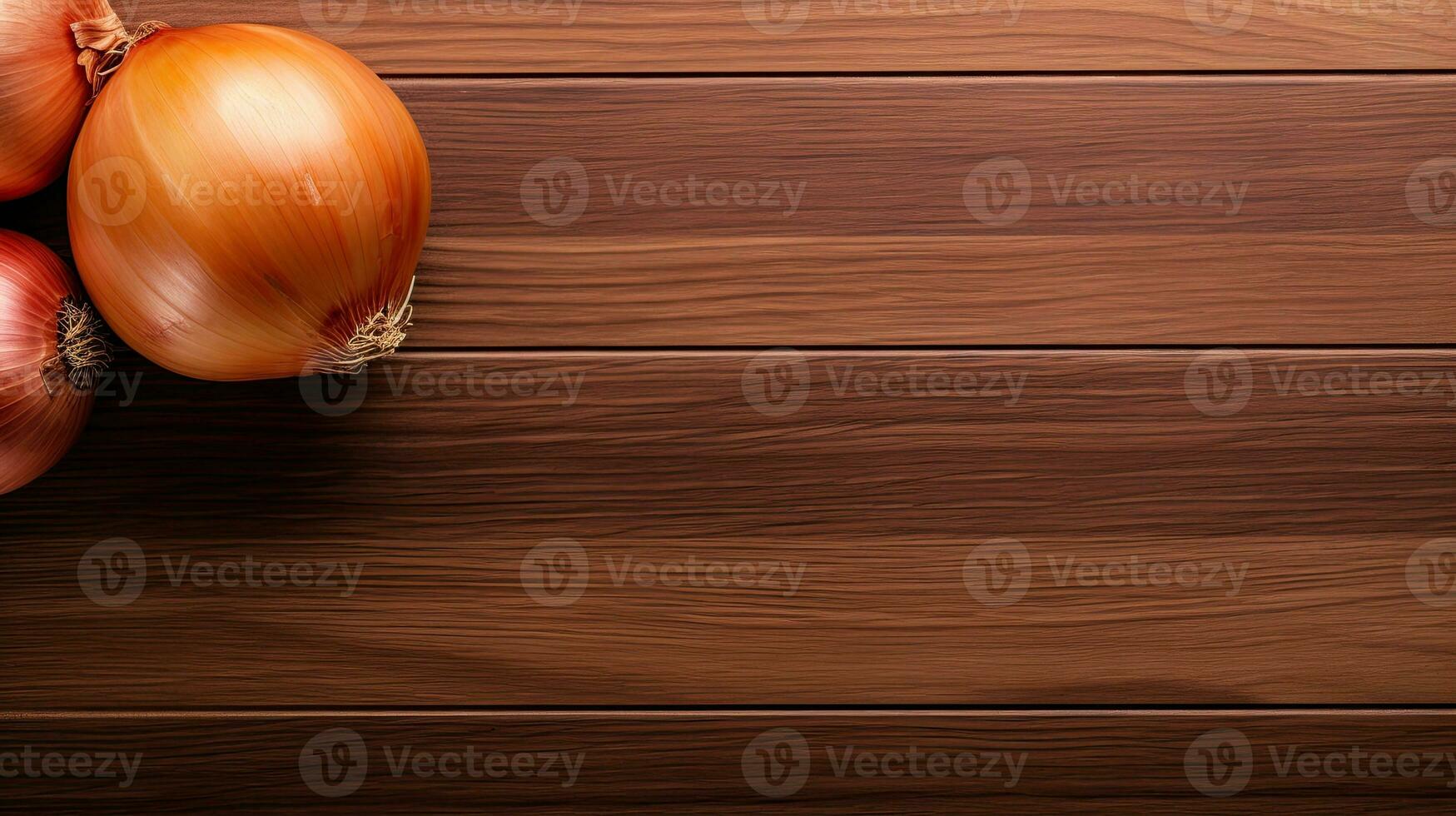 ai generado rojo cebolla en el de madera mesa ai generativo foto