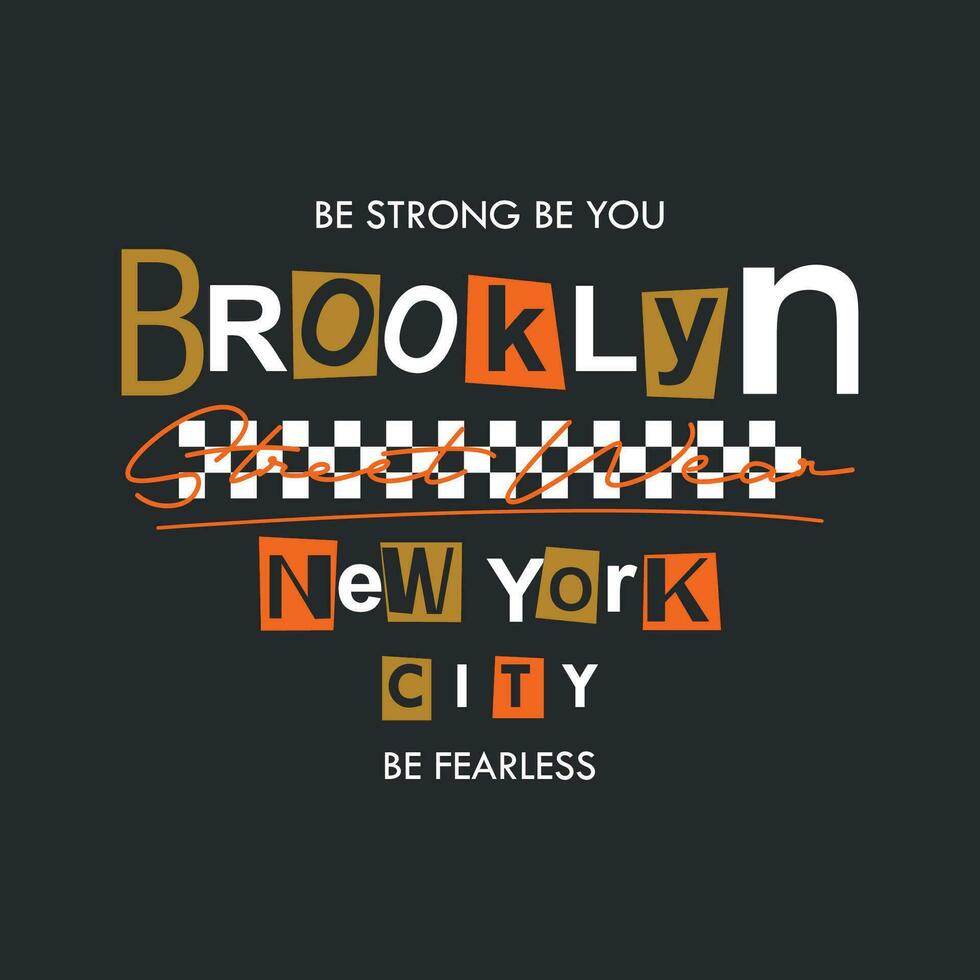 brooklyn new york lettering typography vector, abstract graphic, illustration, for print t shirt vector