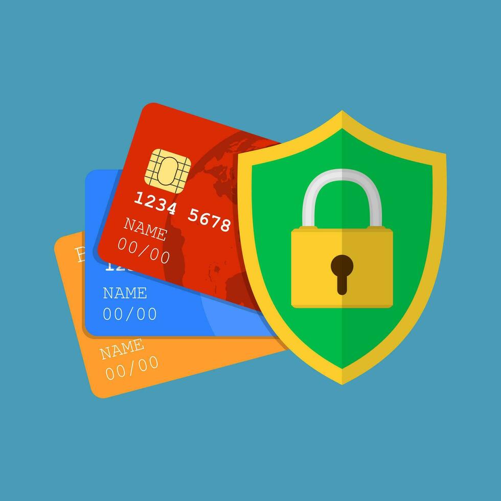 Secure credit card transaction. vector