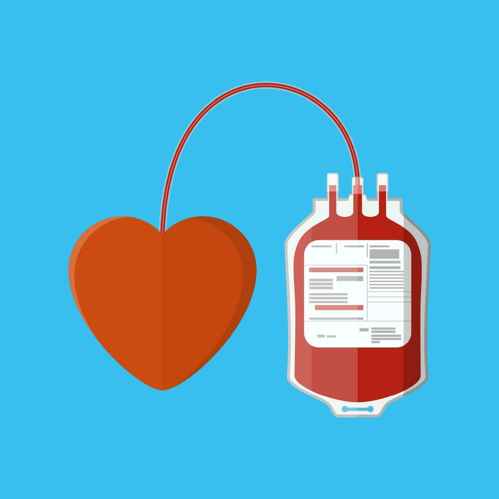 blood bag and heart. vector