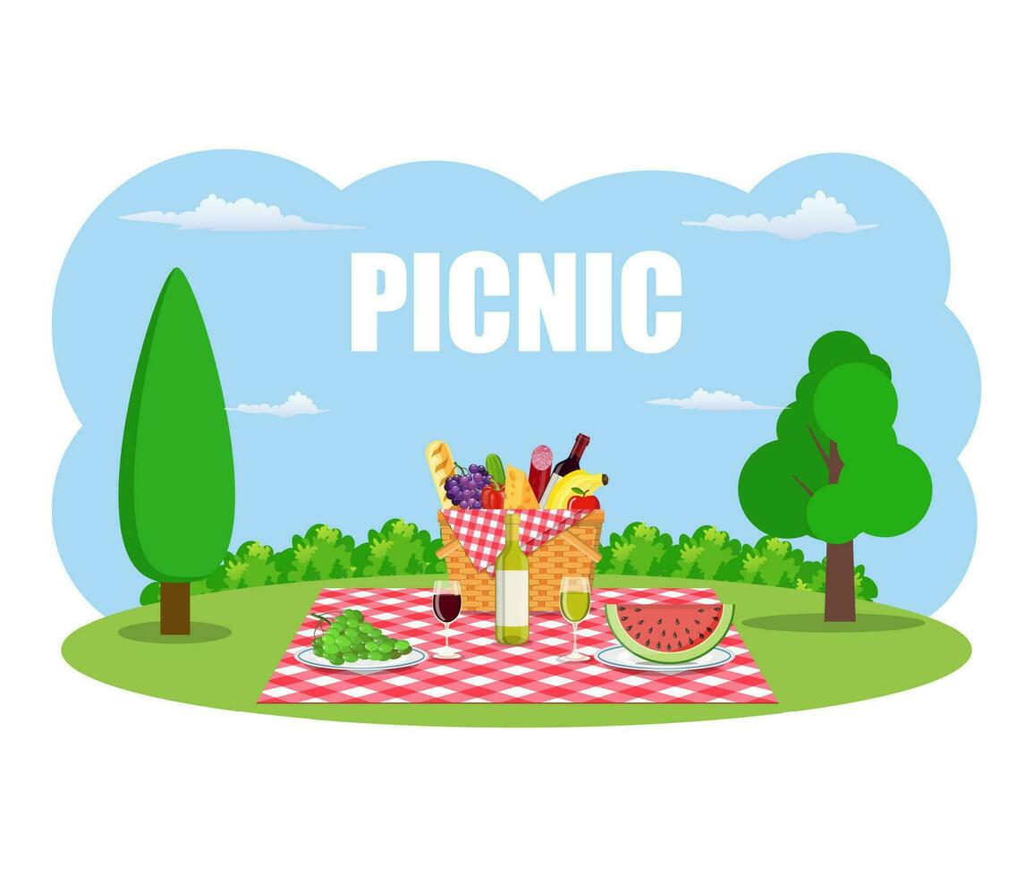 Outdoor picnic in park vector