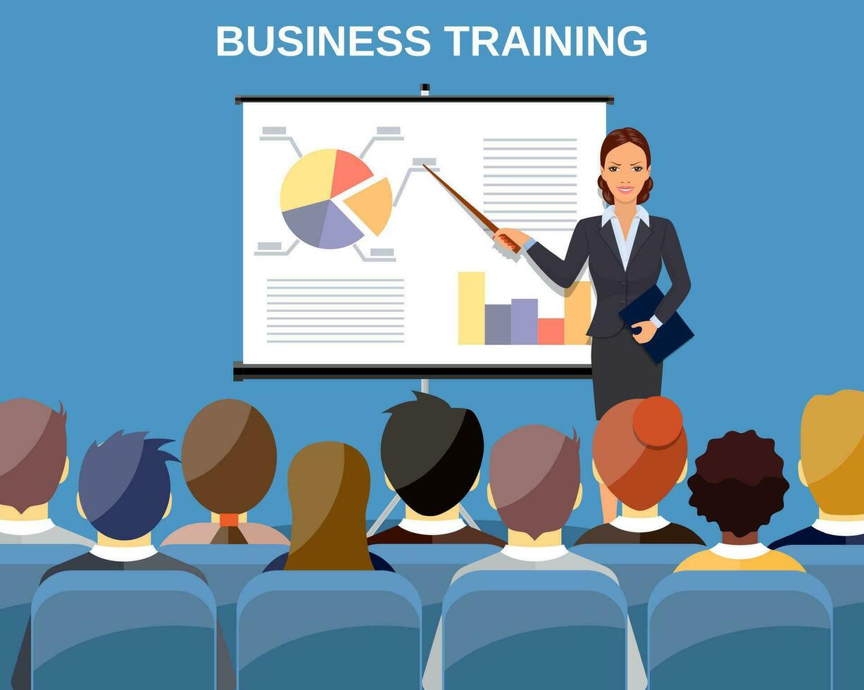 Businesswoman making presentation vector