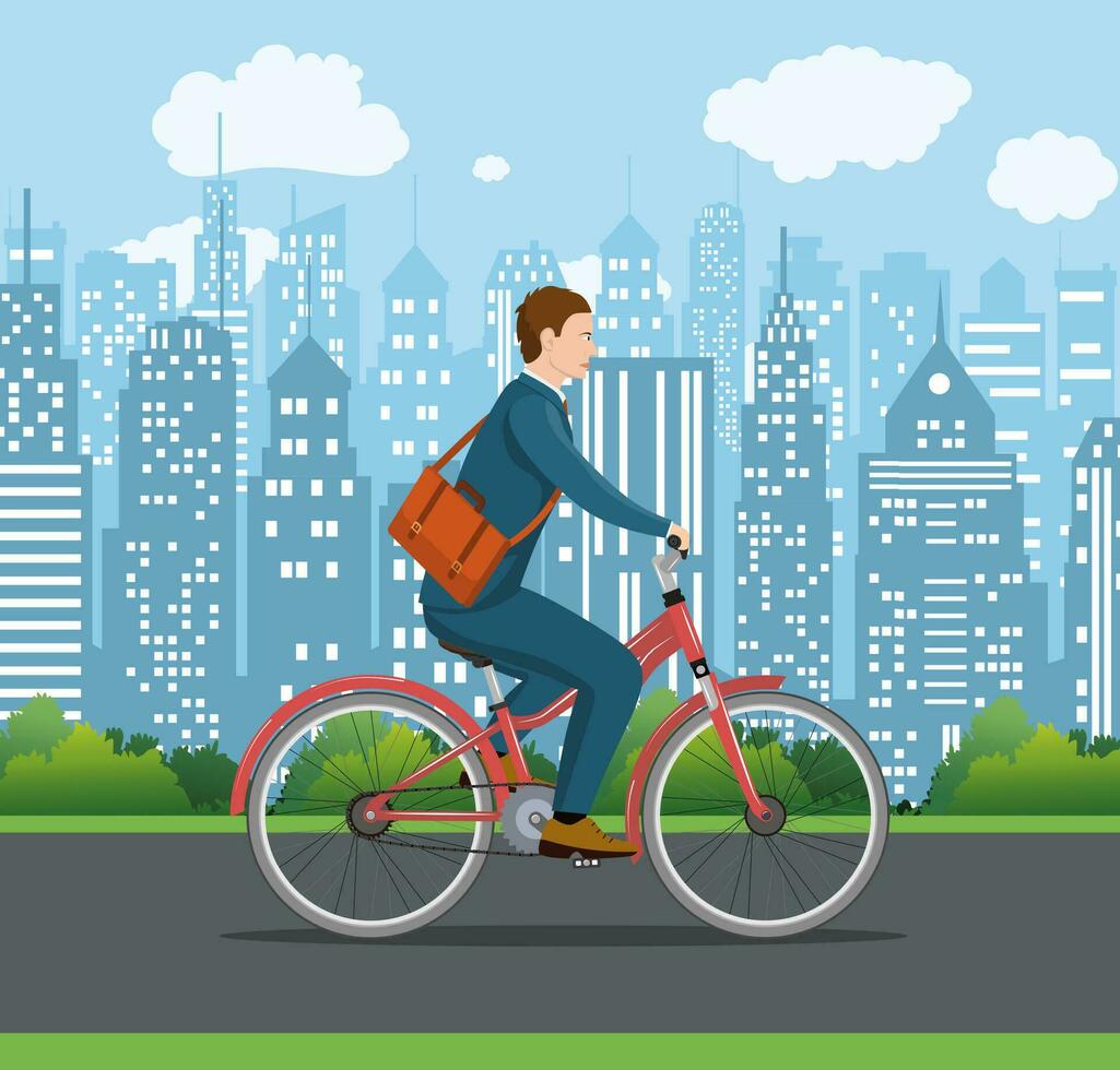 Businessman Riding a Bicycle. vector