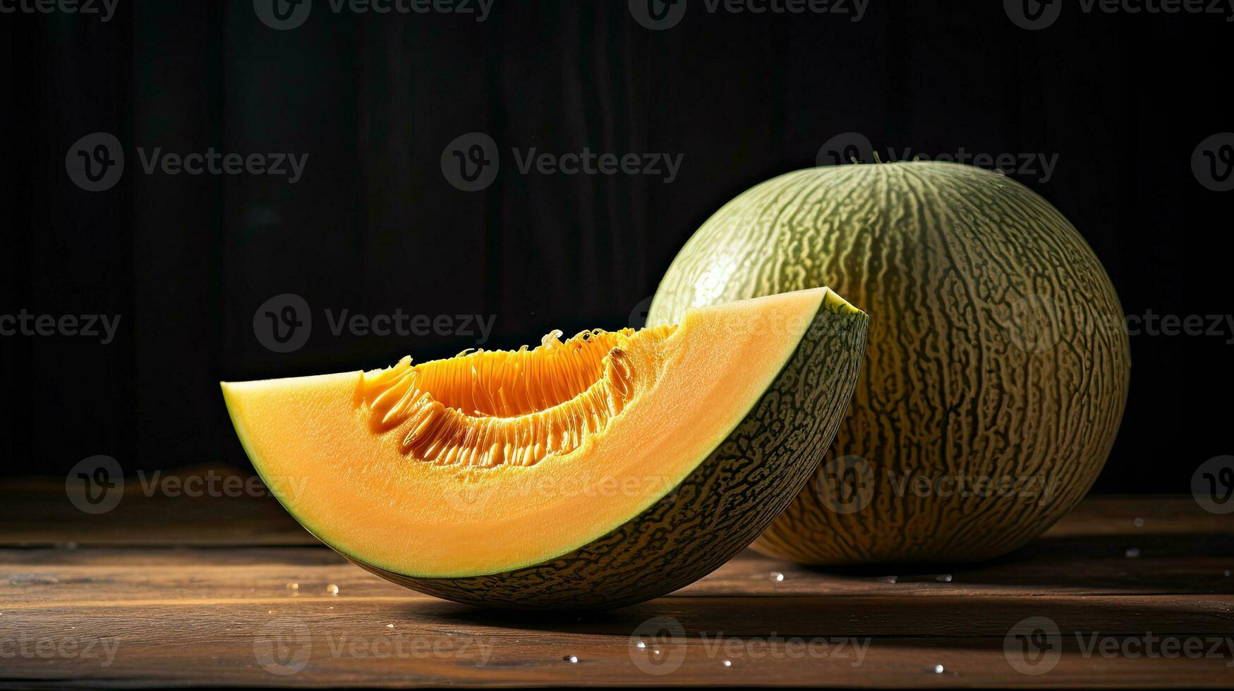 AI generated Fresh melon slice with light exposure AI Generative photo