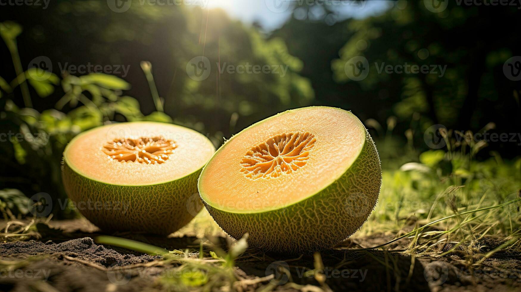 ai generado Fresco melón rebanada con ligero exposición ai generativo foto