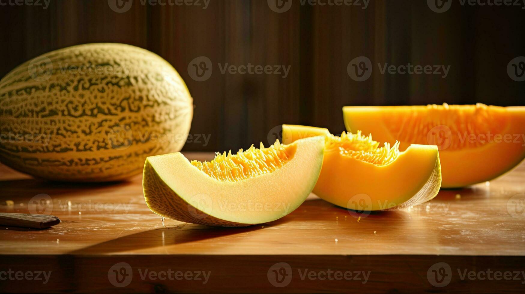 AI generated Fresh melon slice with light exposure AI Generative ...