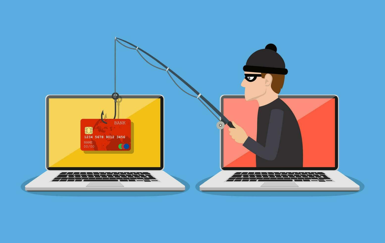 Internet phishing and hacking attack concept. vector