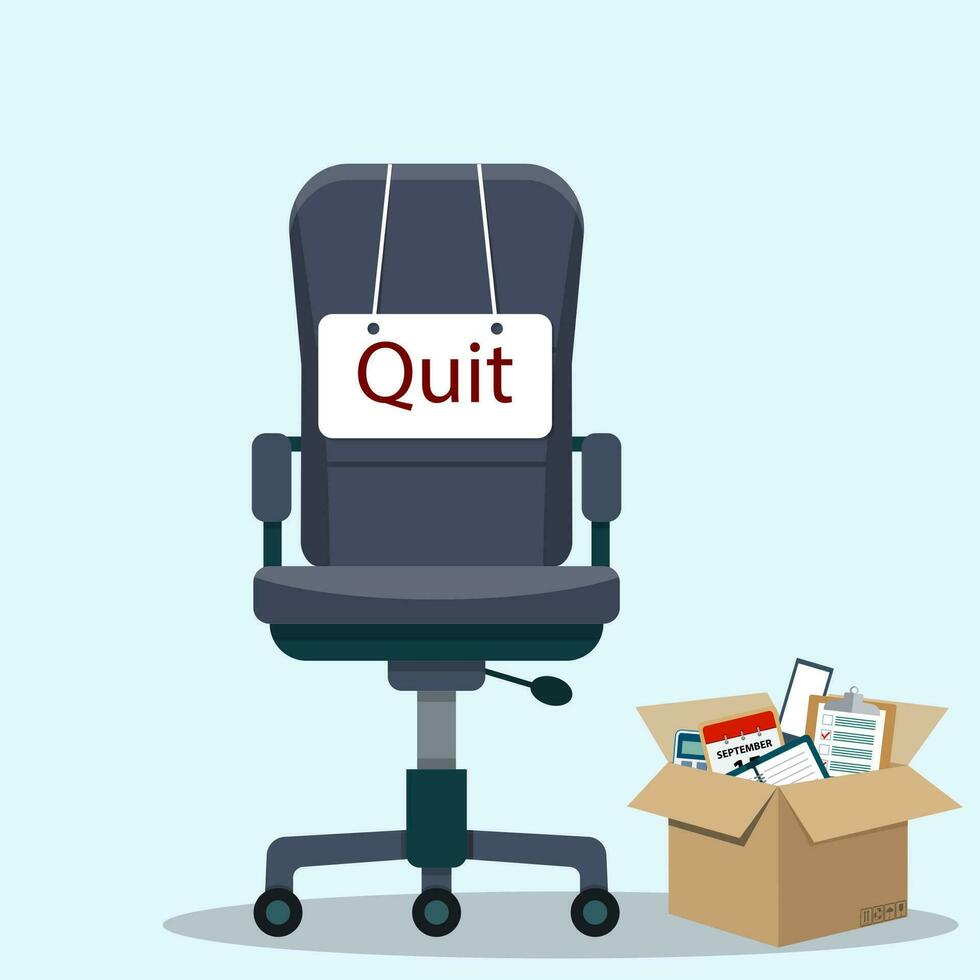 Business chair with quit message vector