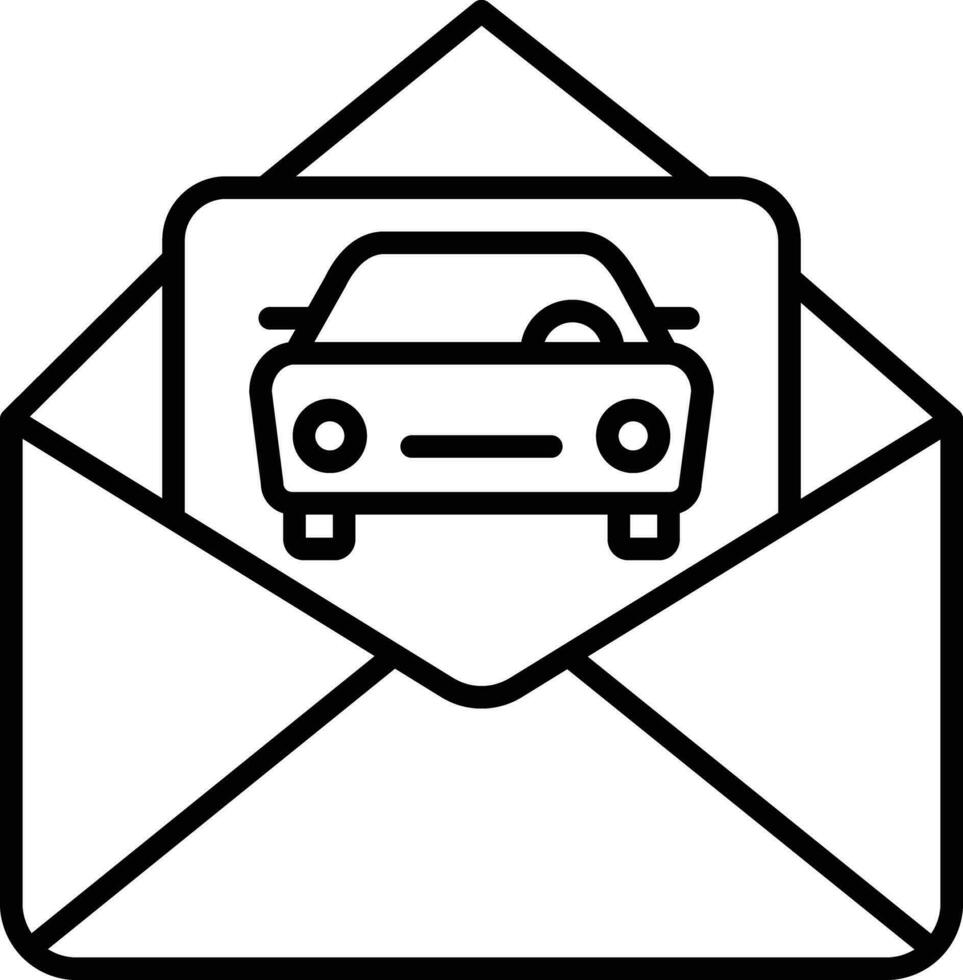 coche Servicio correo contorno vector ilustración icono