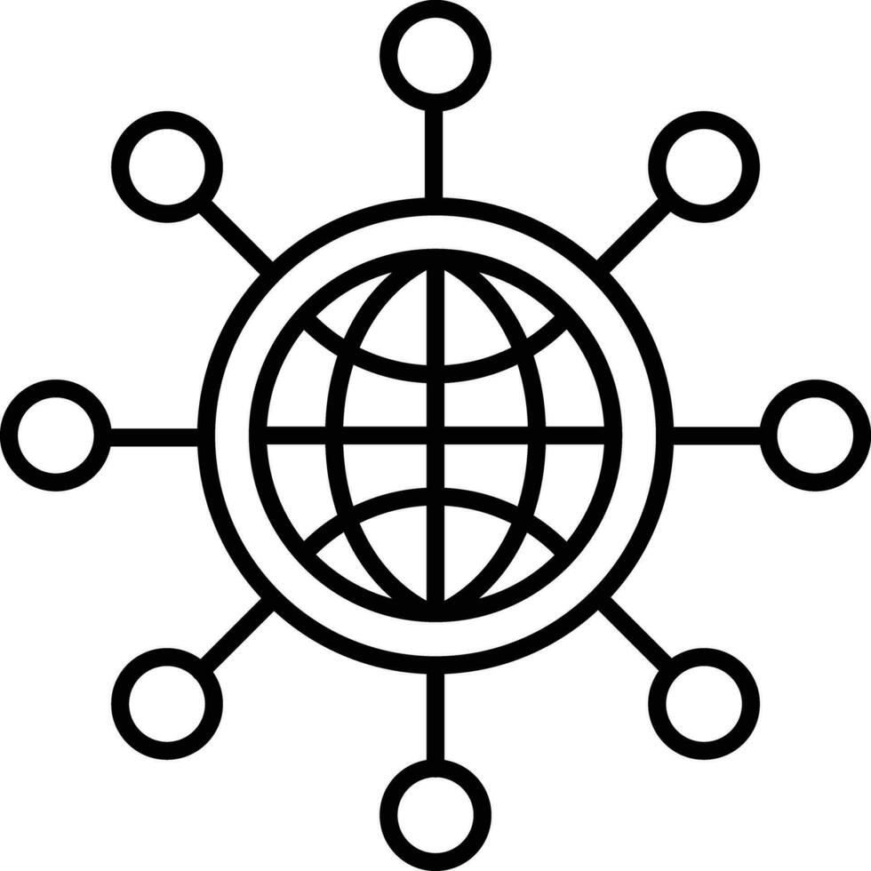 Global community Outline vector illustration icon